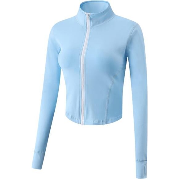 Women's Athletic Full Zip Lightweight Workout Jacket, Blue - Picture 1 of 1